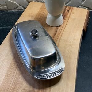 VINTAGE | 3 Piece Set | Stainless Steel Butter Dish